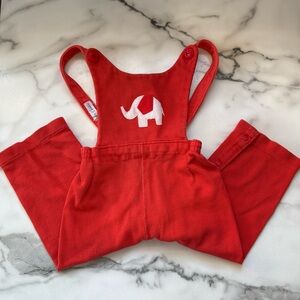 Vintage Carter’s Baby Overalls 26–28 lbs Red Corduroy Elephant Appliqué 70s/80s